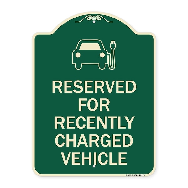 Signmission Reserved for Recently Charged Vehicle W/ Graphic Heavy-Gauge Aluminum Sign, 24" x 18", G-1824-23178 A-DES-G-1824-23178 - main